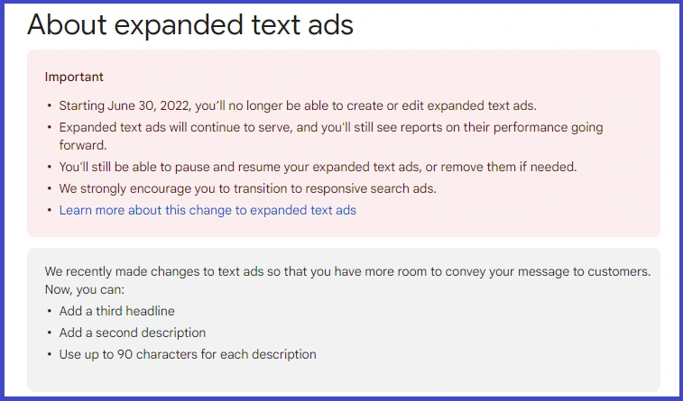 google extended ads stop announcement