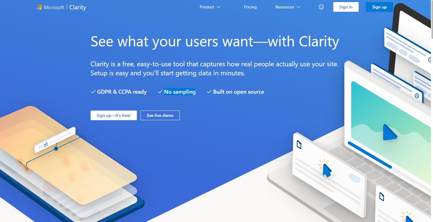 microsoft clarity home page