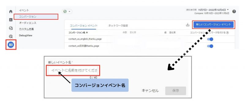GA4でコンバージョンイベントの設定